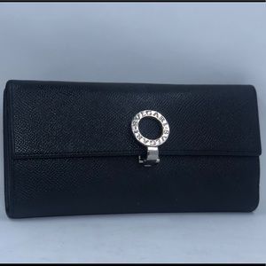 Bvlgari Women’s Black Leather Wallet W/COA.